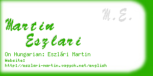 martin eszlari business card